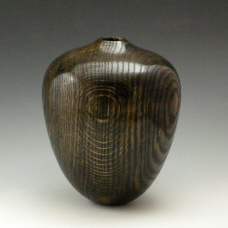 Black & Gold Vessel, #466, 8 3/4"H x 7"Dia. Sandtextured Bur Oak