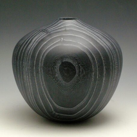 Striped Vessel, #483, 6 1/4"H x 7" Dia, Limed Elm