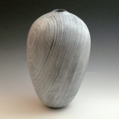 Sandwashed Denim Vessel, #302, 12 1/2" H x 7 1/2" D, Sandblasted Elm, dyed, limed & waxed