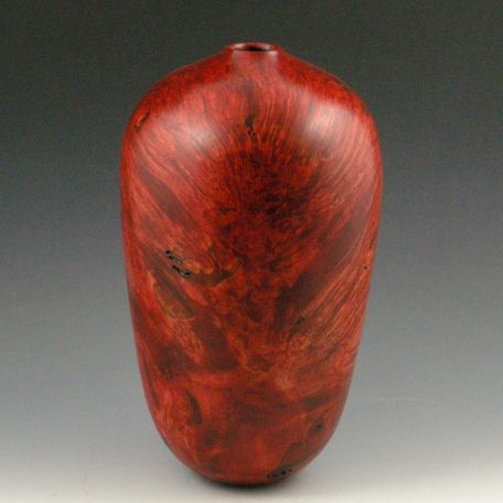 Large Red Burl, #382  10 3/4" H x 6 1/2" Dia., Silver Maple dyed red
