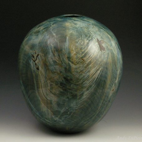 Blue Planet, Silver Maple, 12 1/4" H x 11" Dia. dyed blue, Oil finish