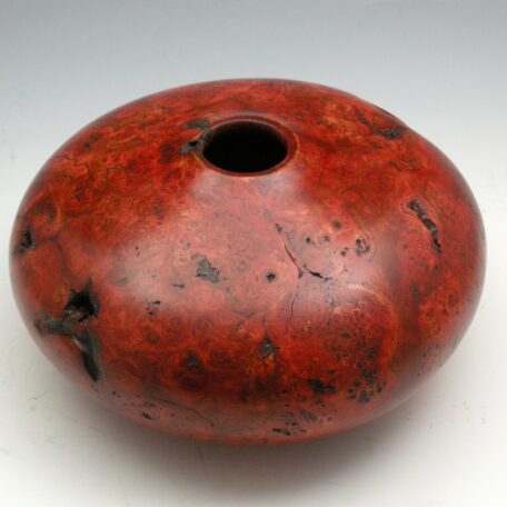 Maple Burl Red, #419, 6 3/4:Dia. x 3 1/2"H, dyed red