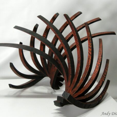 Spiral Movements Dims: 24”w x 24”H x 17”D, Quarter-sawn Oak sand-textured with an oil finish