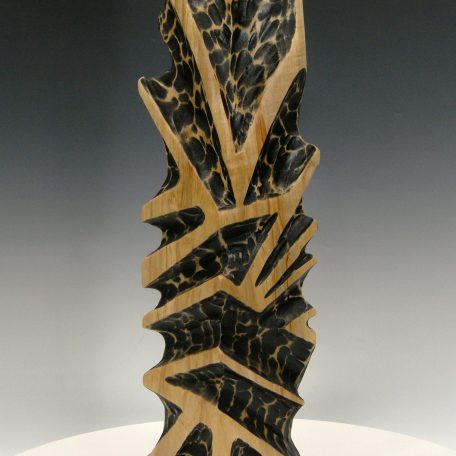 Column Sculpture, Geometric form carved from Silver maple 23x6x6 dyed black